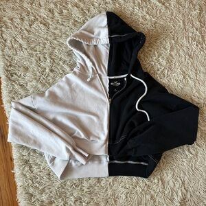 Hollister Colorblock Black & White Zip Hoodie